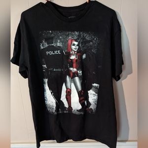Batman Harley Quinn Police Officers Large Black T Shirt